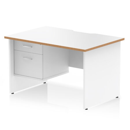 Pace Scalloped Edge 1200mm Panel End Straight Desk With Single Fixed Pedestal
