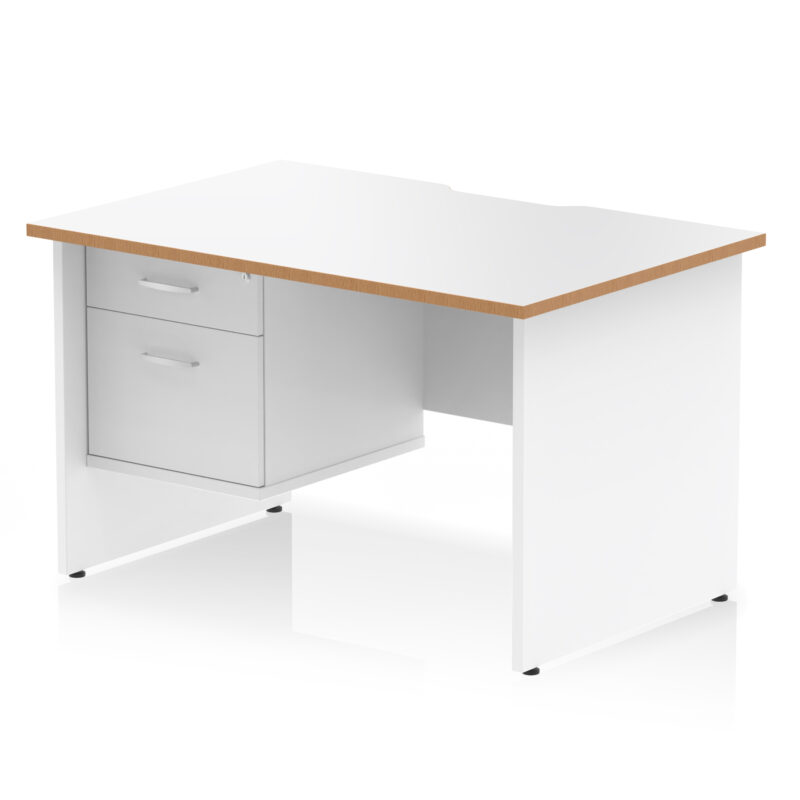 Pace Scalloped Edge 1200mm Panel End Straight Desk With Single Fixed Pedestal