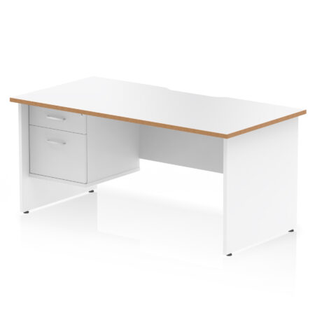 Pace Scalloped Edge 1600mm Panel End Straight Desk With Single Fixed Pedestal
