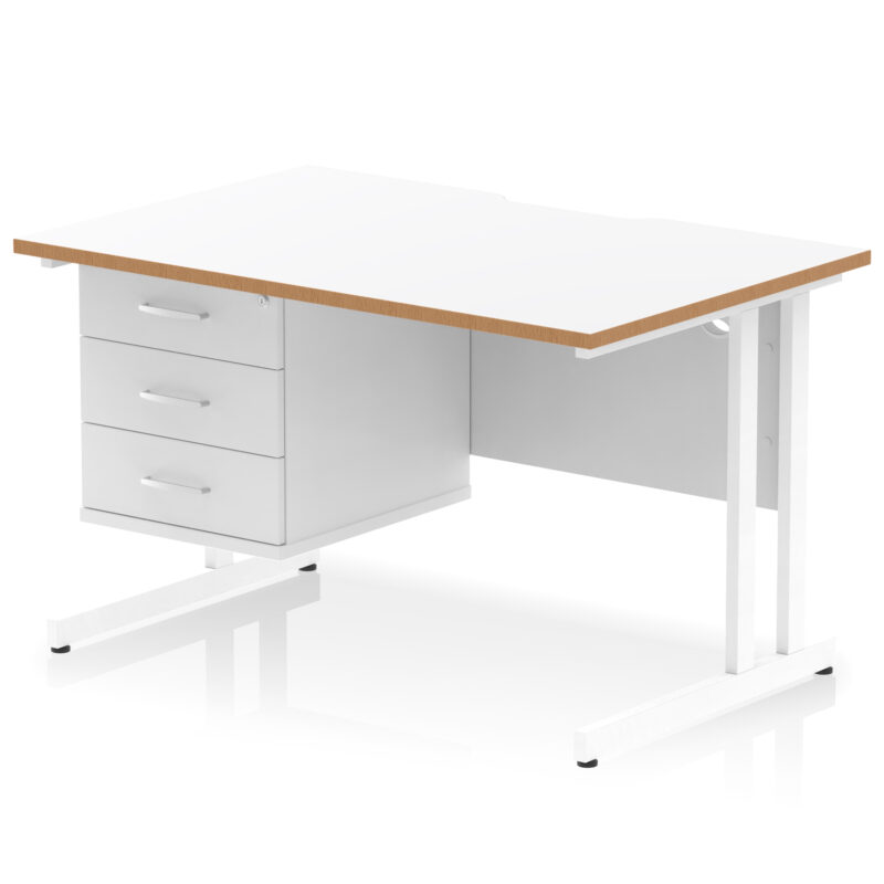 Pace Scalloped Edge 1200mm Cantilever Straight Desk With Single Fixed Pedestal - Image 2