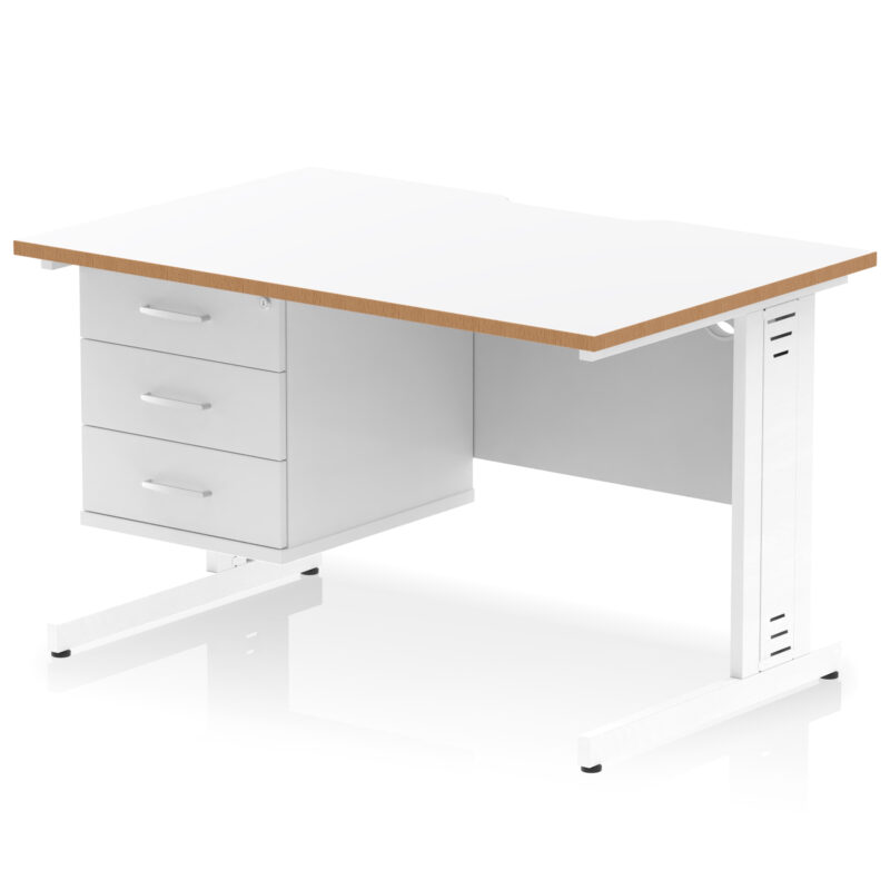 Pace Scalloped Edge 1200mm Cable Managed Straight Desk With Single Fixed Pedestal - Image 2
