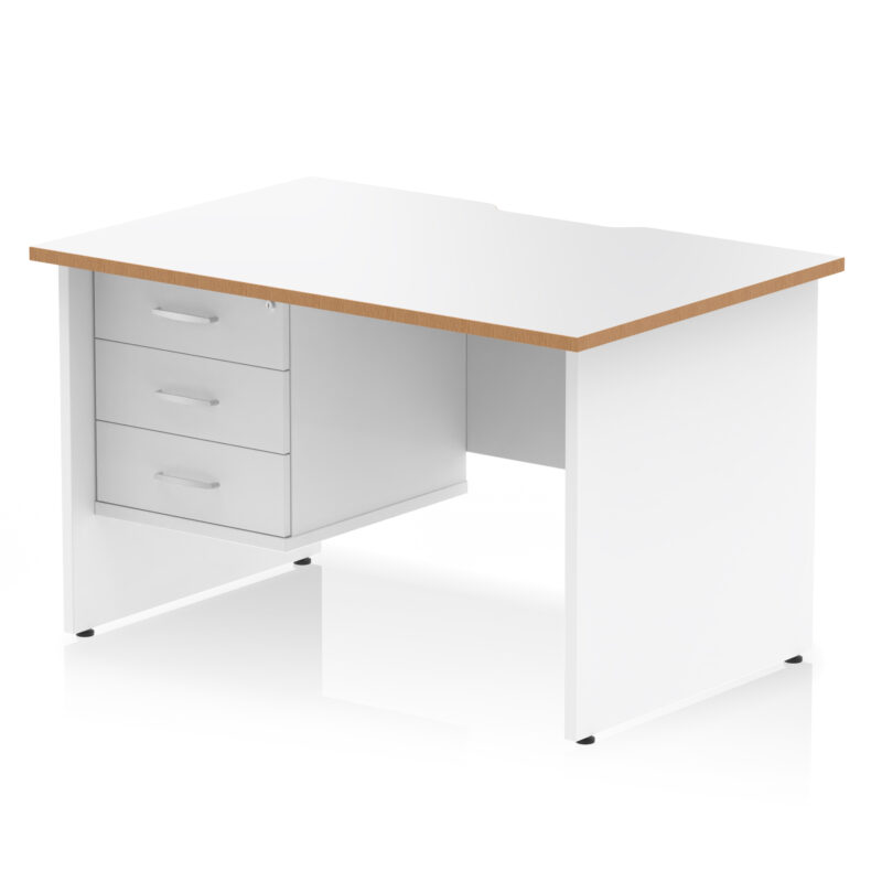 Pace Scalloped Edge 1200mm Panel End Straight Desk With Single Fixed Pedestal - Image 2