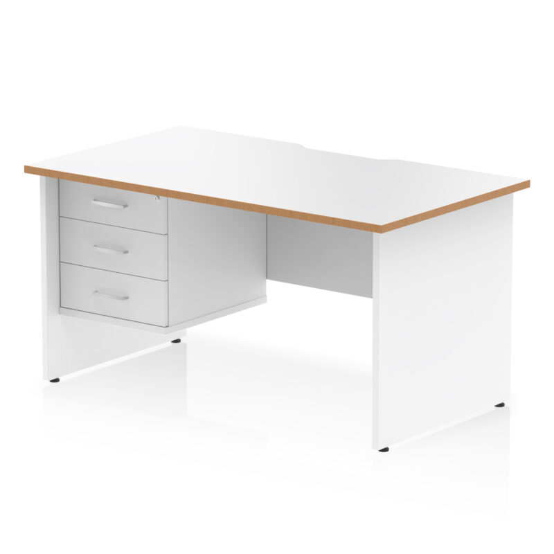 Pace Scalloped Edge 1400mm Panel End Straight Desk With Single Fixed Pedestal - Image 2