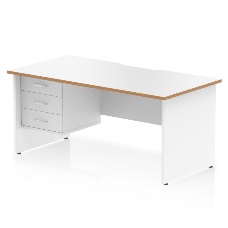Pace Scalloped Edge 1600mm Panel End Straight Desk With Single Fixed Pedestal - Image 2