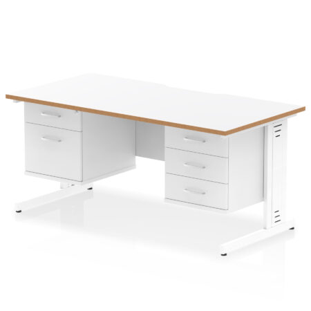 Pace Scalloped Edge 1600mm Cable Managed Straight Desk With Two Fixed Pedestal