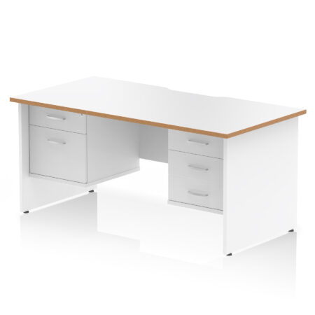 Pace Scalloped Edge 1600mm Panel End Straight Desk With Two Fixed Pedestal