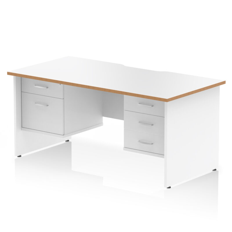 Pace Scalloped Edge 1600mm Panel End Straight Desk With Two Fixed Pedestal