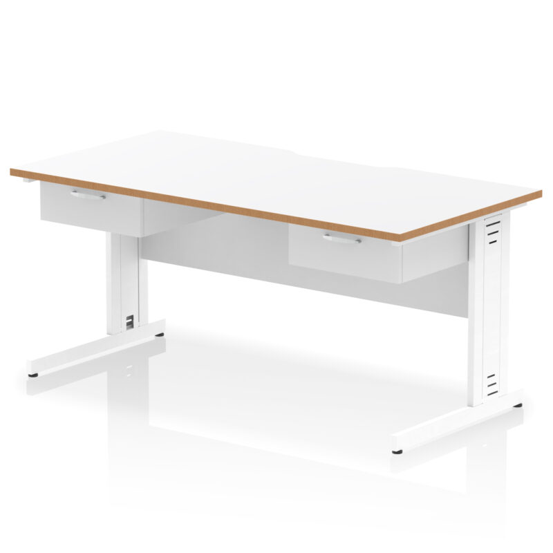 Pace Scalloped Edge Cable Managed Straight Desk With Two One Drawer Fixed Pedestals - Image 13