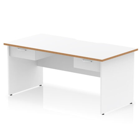 Pace Scalloped Edge Panel End Straight Desk Frame With Two One Drawer Fixed Pedestals