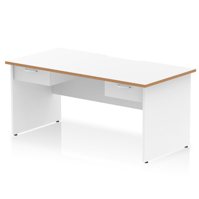 Pace Scalloped Edge Panel End Straight Desk Frame With Two One Drawer Fixed Pedestals