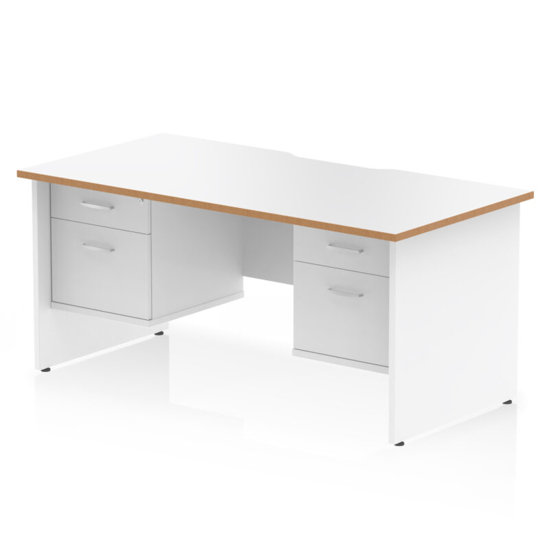 Pace Scalloped Edge 1600mm Panel End Straight Desk With Two Fixed Pedestal - Image 2