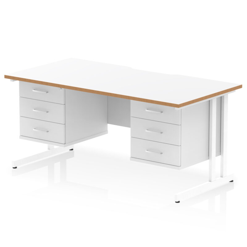 Pace Scalloped Edge 1600mm Cantilever Straight Desk With Two Fixed Pedestal - Image 3