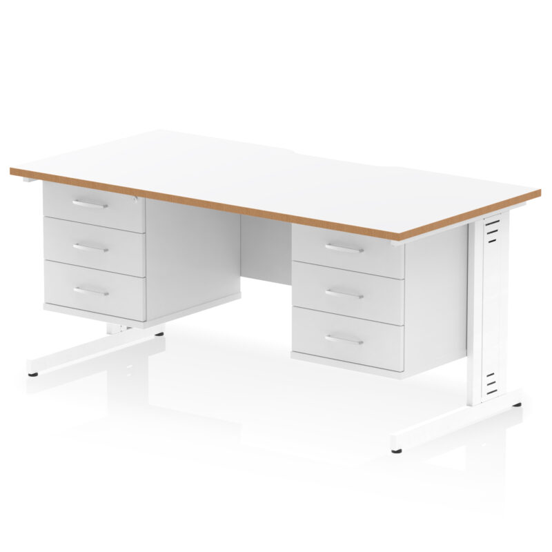 Pace Scalloped Edge 1600mm Cable Managed Straight Desk With Two Fixed Pedestal - Image 3