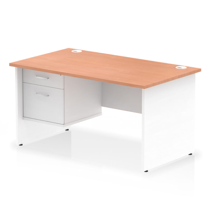 Pace 1400mm Panel End Straight Desk With Single Fixed Pedestal - Image 5