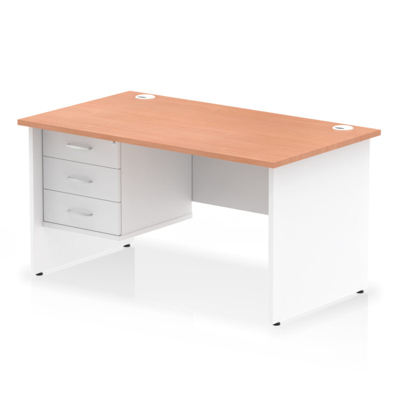 Pace 1400mm Panel End Straight Desk With Single Fixed Pedestal - Image 6