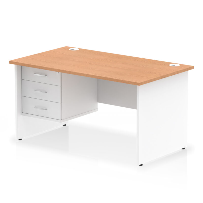 Pace 1400mm Panel End Straight Desk With Single Fixed Pedestal - Image 20