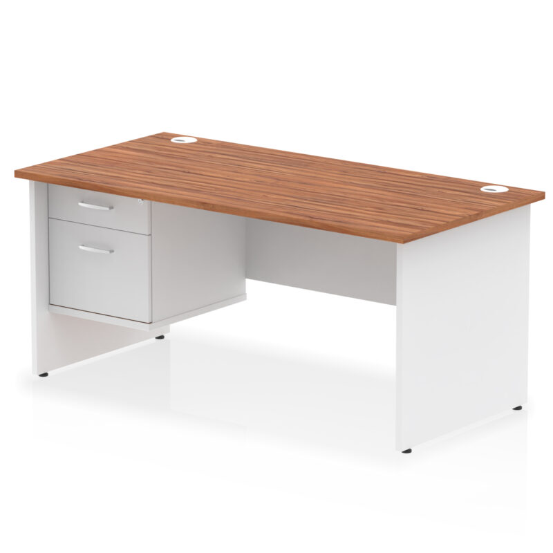 Pace 1600mm Panel End Straight Desk With Single Fixed Pedestal - Image 25