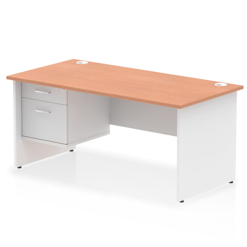 Pace 1600mm Panel End Straight Desk With Single Fixed Pedestal - Image 5