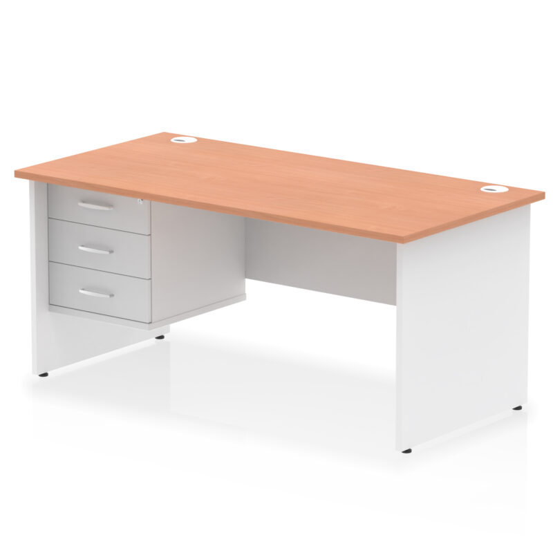 Pace 1600mm Panel End Straight Desk With Single Fixed Pedestal - Image 6