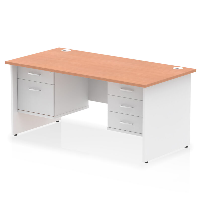 Pace 1600mm Panel End Straight Desk With Two Fixed Pedestal - Image 6