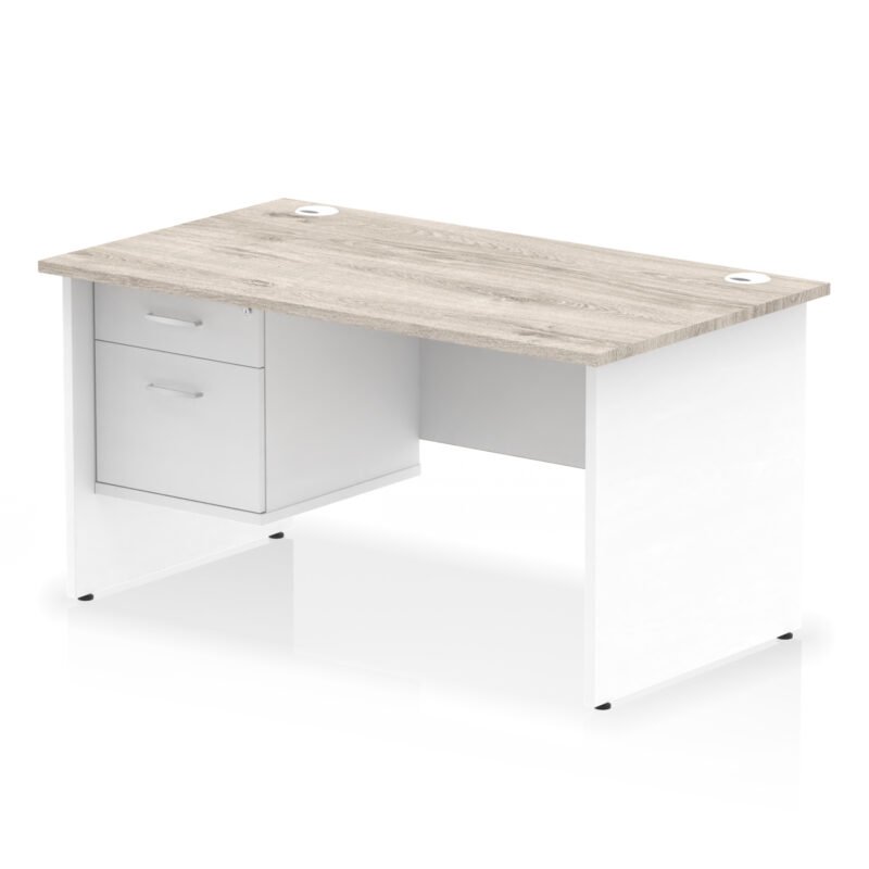 Pace 1400mm Panel End Straight Desk With Single Fixed Pedestal - Image 9