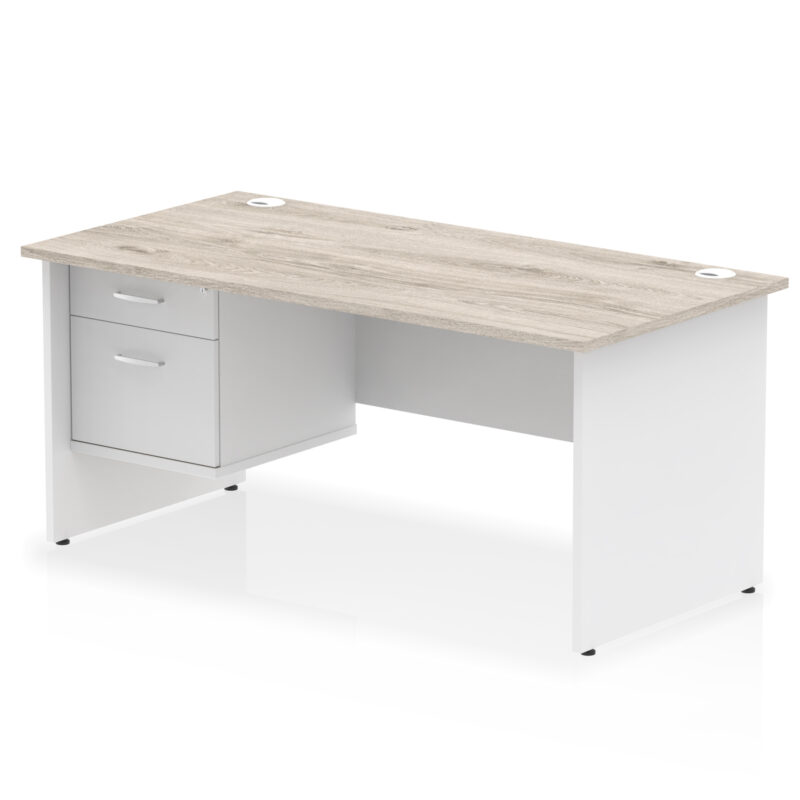 Pace 1600mm Panel End Straight Desk With Single Fixed Pedestal - Image 9