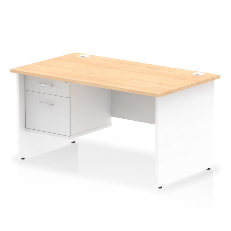 Pace 1400mm Panel End Straight Desk With Single Fixed Pedestal - Image 34