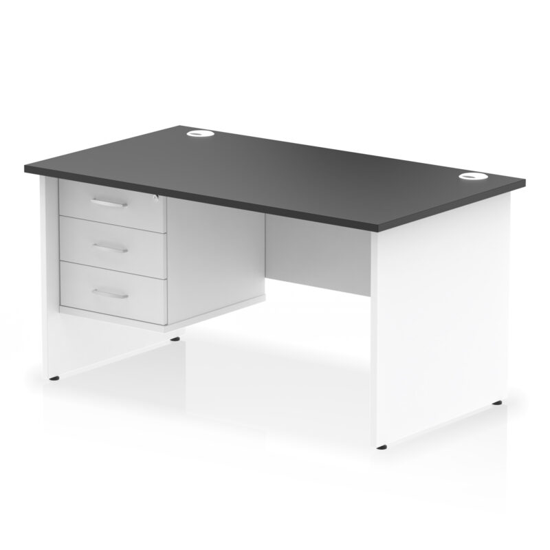 Pace 1400mm Panel End Straight Desk With Single Fixed Pedestal - Image 35