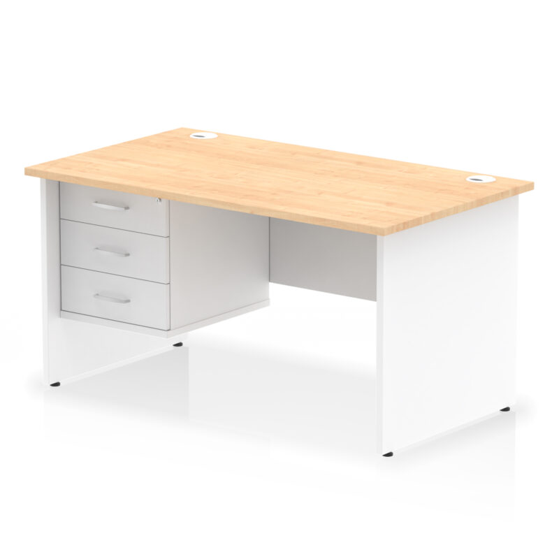 Pace 1400mm Panel End Straight Desk With Single Fixed Pedestal - Image 36