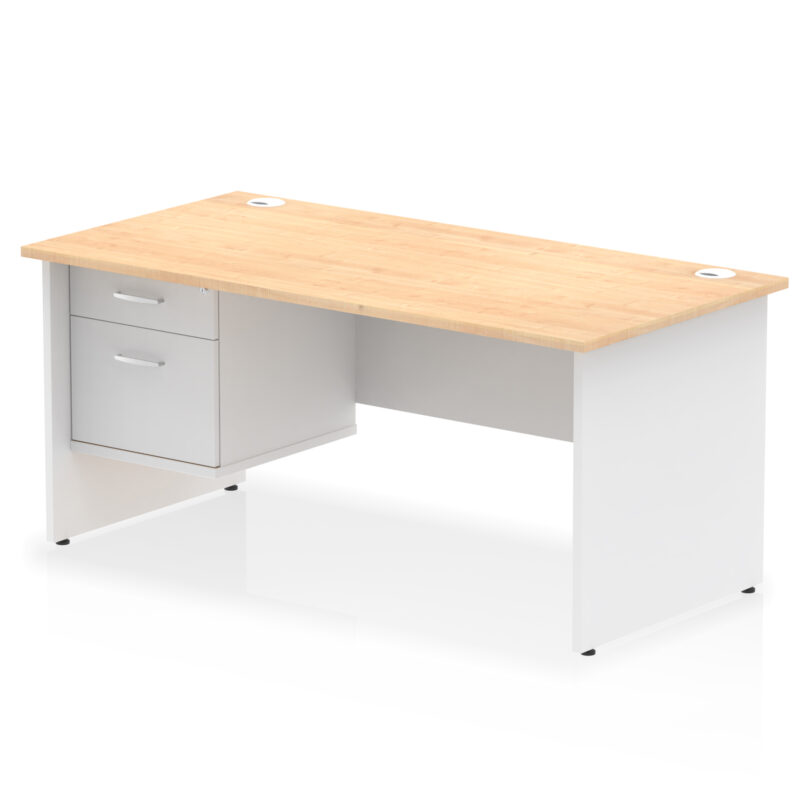 Pace 1600mm Panel End Straight Desk With Single Fixed Pedestal - Image 34