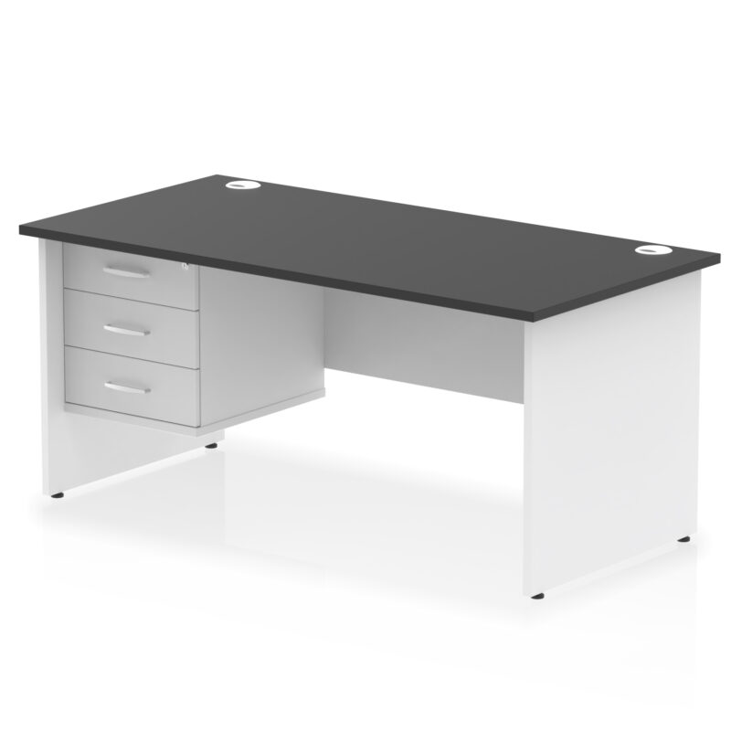 Pace 1600mm Panel End Straight Desk With Single Fixed Pedestal - Image 35