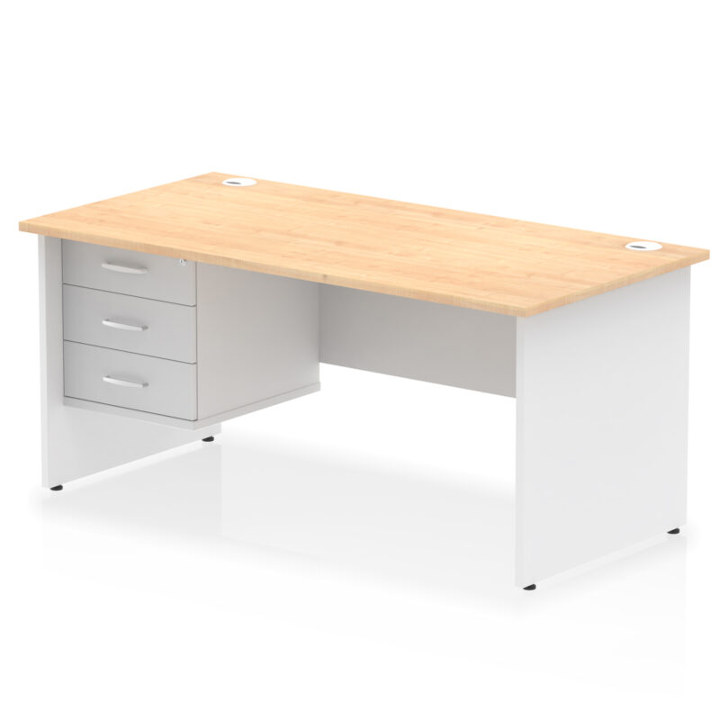 Pace 1600mm Panel End Straight Desk With Single Fixed Pedestal - Image 36