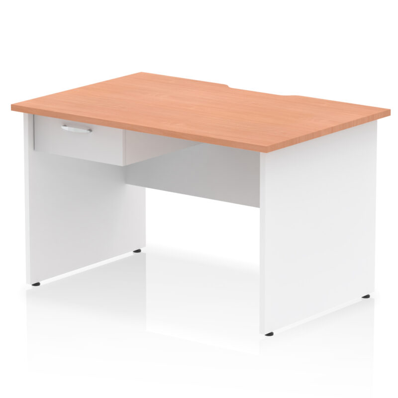 Pace Scalloped Edge Panel End Straight Desk Frame With Single One Drawer Fixed Pedestal - Image 22