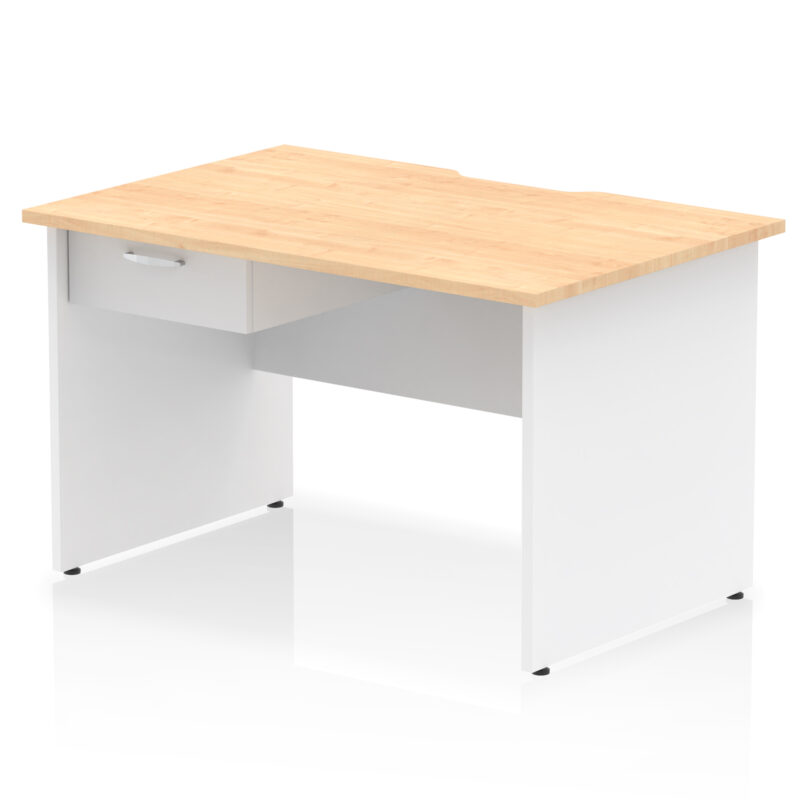 Pace Scalloped Edge Panel End Straight Desk Frame With Single One Drawer Fixed Pedestal - Image 24