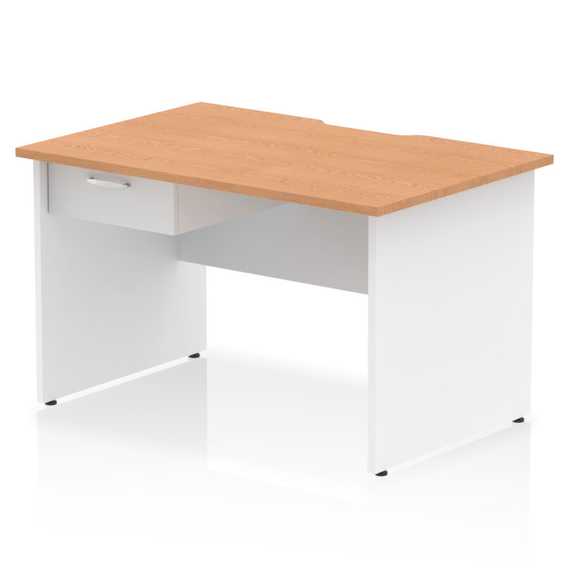 Pace Scalloped Edge Panel End Straight Desk Frame With Single One Drawer Fixed Pedestal - Image 25