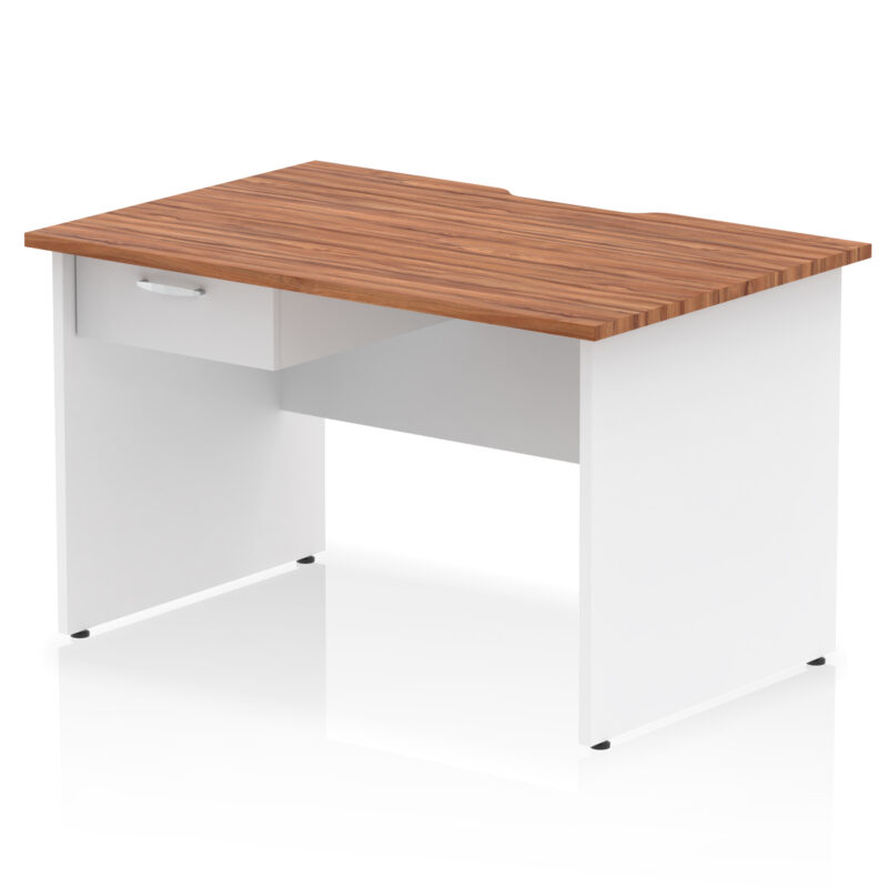 Pace Scalloped Edge Panel End Straight Desk Frame With Single One Drawer Fixed Pedestal - Image 26