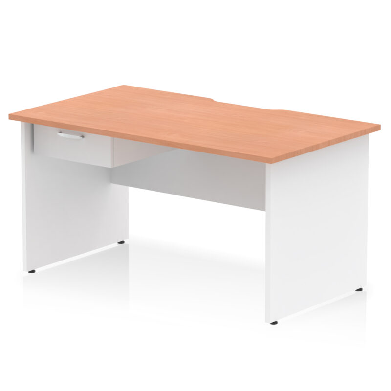 Pace Scalloped Edge Panel End Straight Desk Frame With Single One Drawer Fixed Pedestal - Image 27