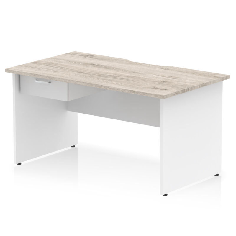 Pace Scalloped Edge Panel End Straight Desk Frame With Single One Drawer Fixed Pedestal - Image 28