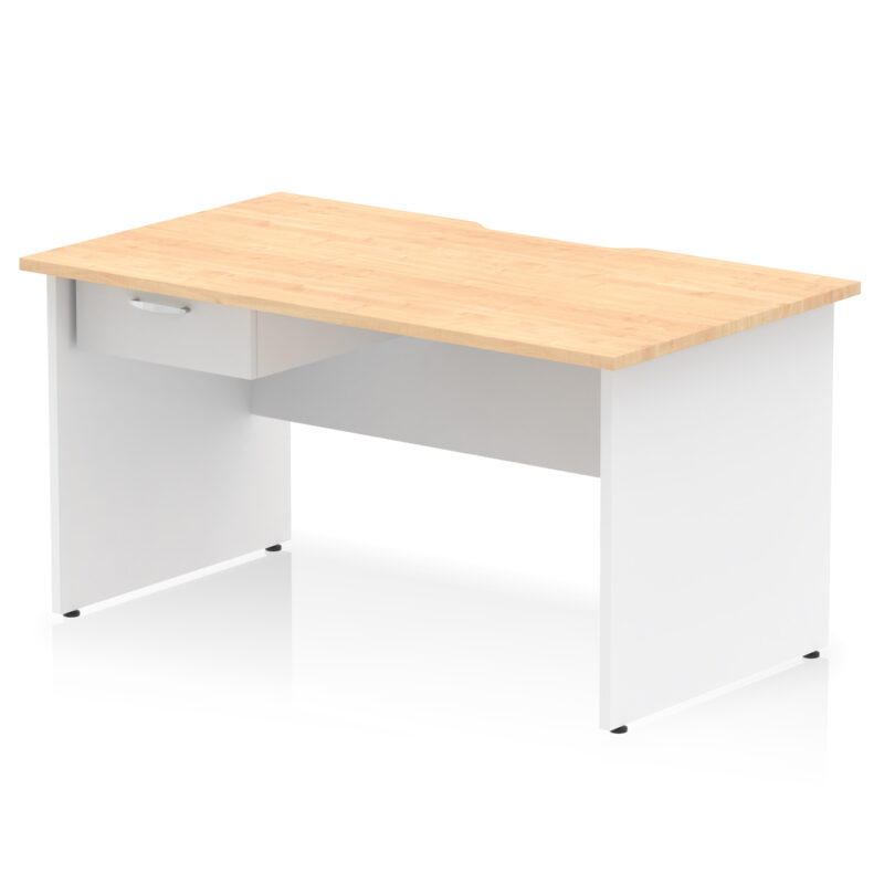 Pace Scalloped Edge Panel End Straight Desk Frame With Single One Drawer Fixed Pedestal - Image 29