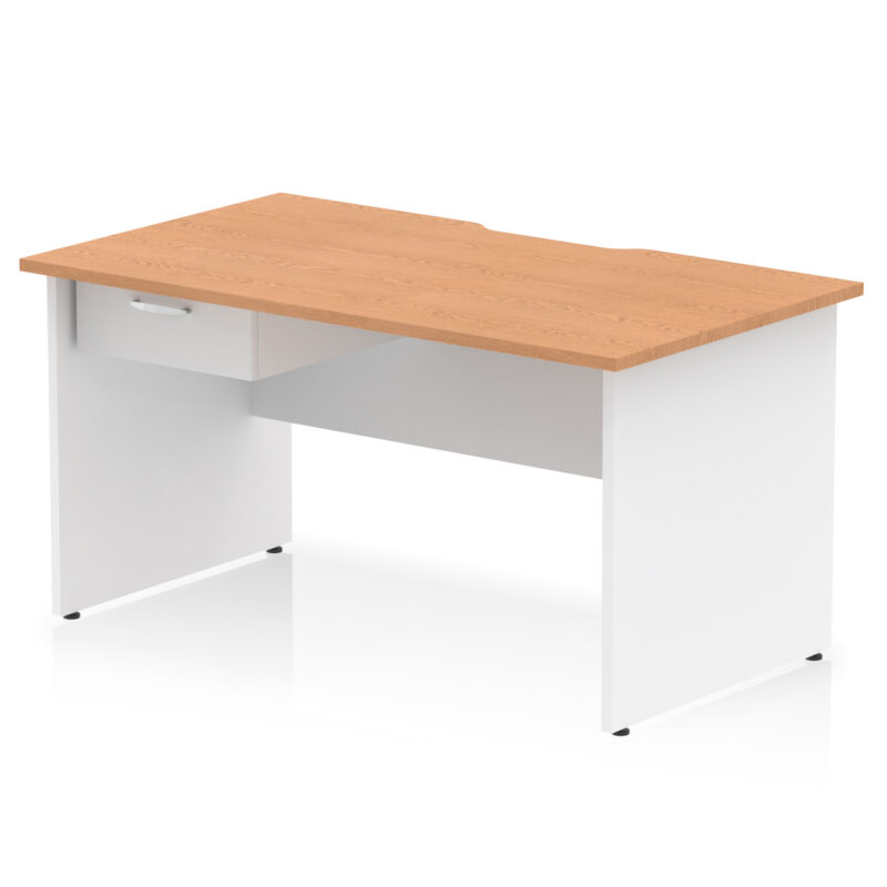 Pace Scalloped Edge Panel End Straight Desk Frame With Single One Drawer Fixed Pedestal - Image 30