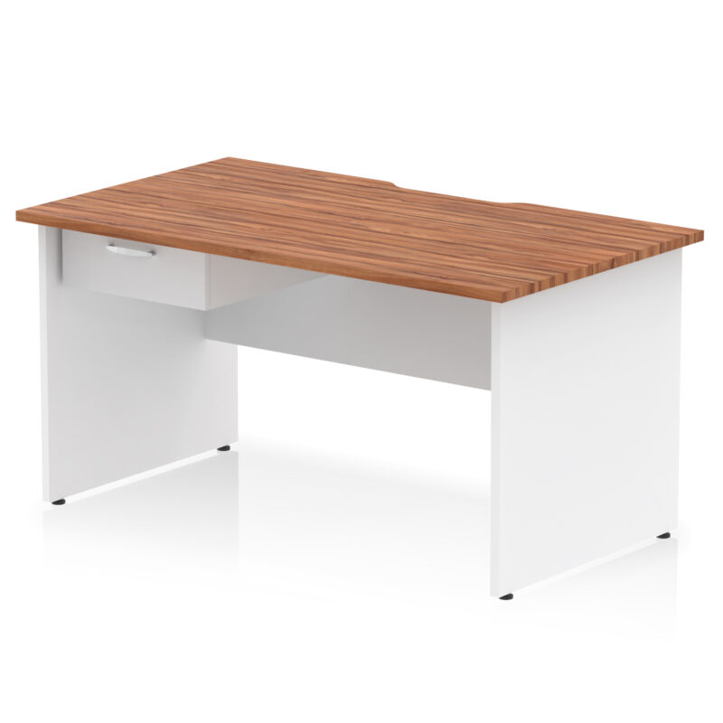 Pace Scalloped Edge Panel End Straight Desk Frame With Single One Drawer Fixed Pedestal - Image 31