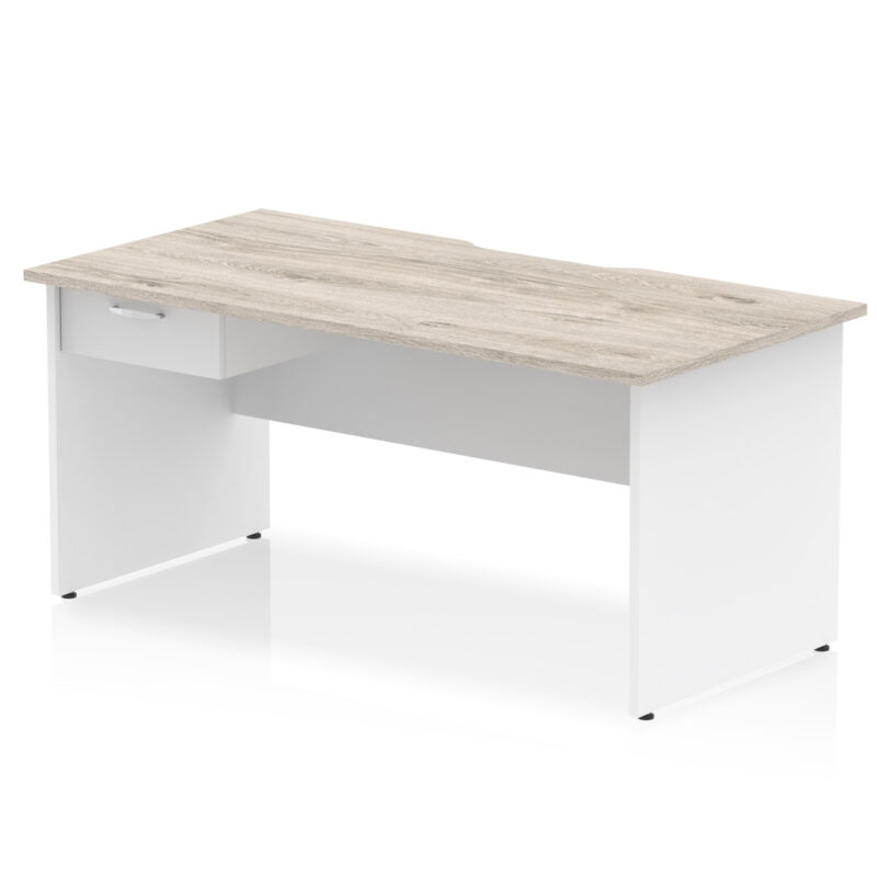 Pace Scalloped Edge Panel End Straight Desk Frame With Single One Drawer Fixed Pedestal - Image 33