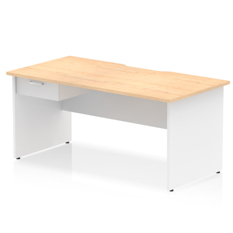 Pace Scalloped Edge Panel End Straight Desk Frame With Single One Drawer Fixed Pedestal - Image 34