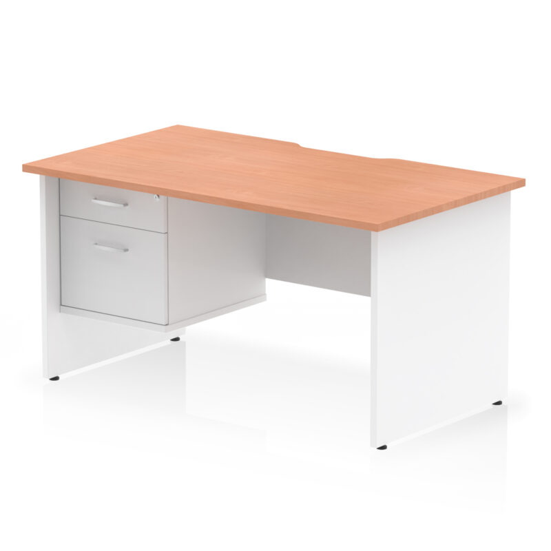 Pace Scalloped Edge 1400mm Panel End Straight Desk With Single Fixed Pedestal - Image 9
