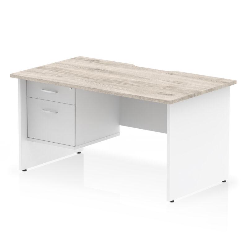 Pace Scalloped Edge 1400mm Panel End Straight Desk With Single Fixed Pedestal - Image 10