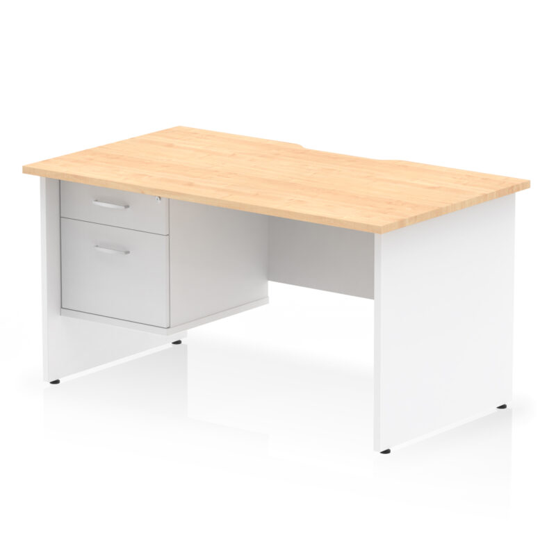 Pace Scalloped Edge 1400mm Panel End Straight Desk With Single Fixed Pedestal - Image 11