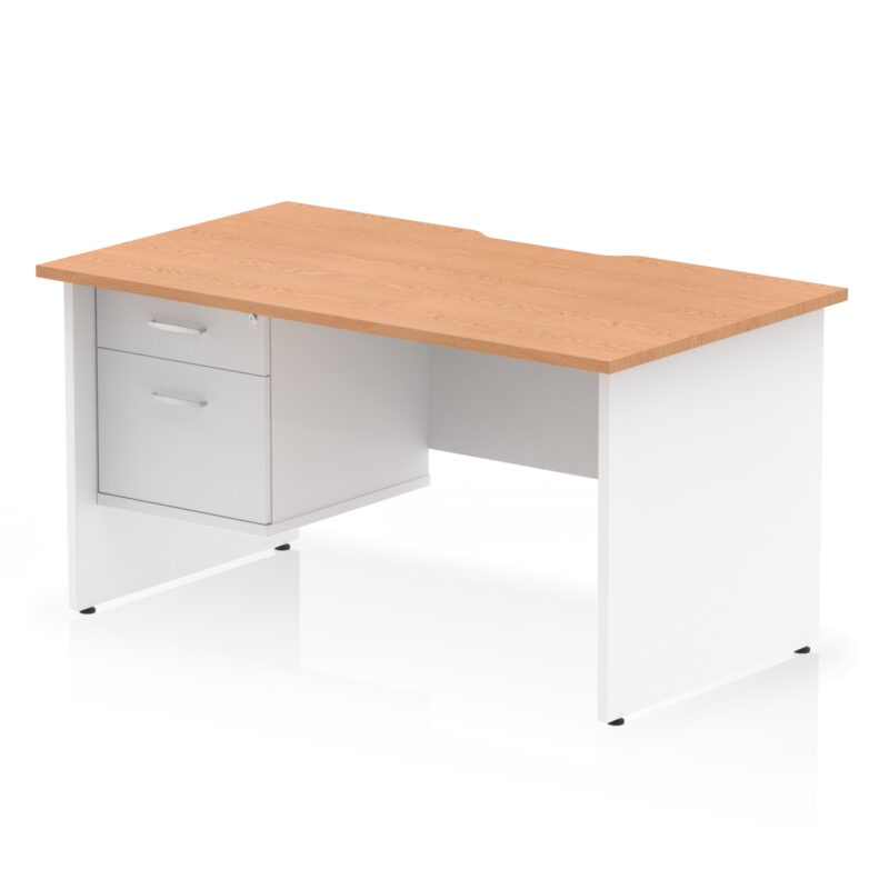 Pace Scalloped Edge 1400mm Panel End Straight Desk With Single Fixed Pedestal - Image 12