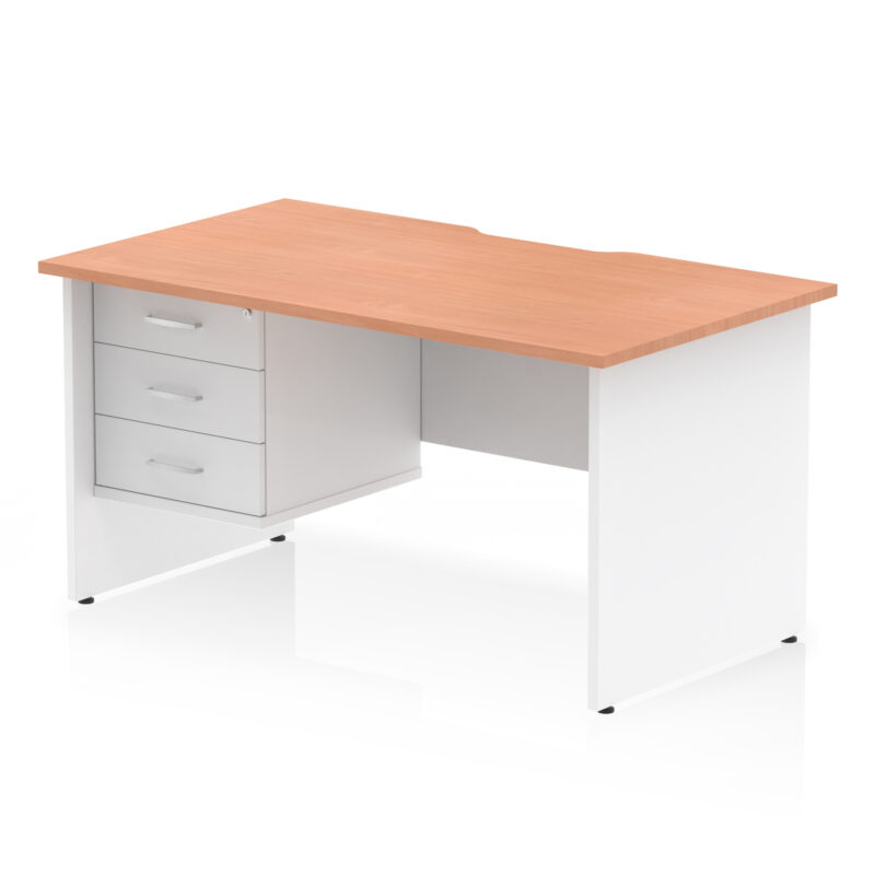 Pace Scalloped Edge 1400mm Panel End Straight Desk With Single Fixed Pedestal - Image 20
