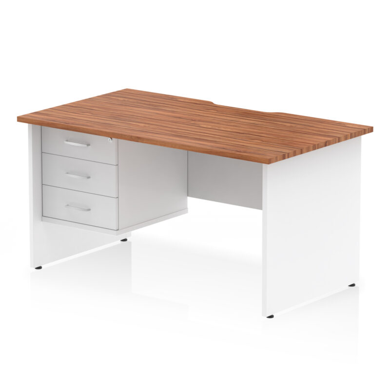 Pace Scalloped Edge 1400mm Panel End Straight Desk With Single Fixed Pedestal - Image 24