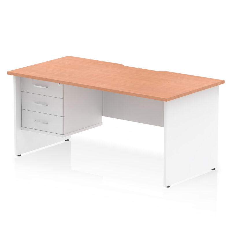 Pace Scalloped Edge 1600mm Panel End Straight Desk With Single Fixed Pedestal - Image 20